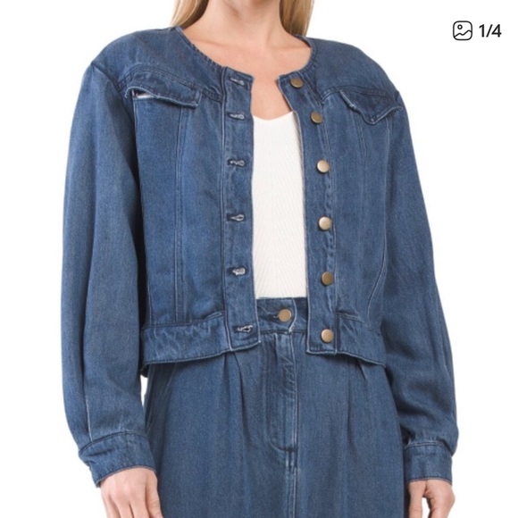 NEW YOUNG FABULOUS & BROKE Dayla
Collarless Denim Jacket medium indigo 563tn - Picture 6 of 6